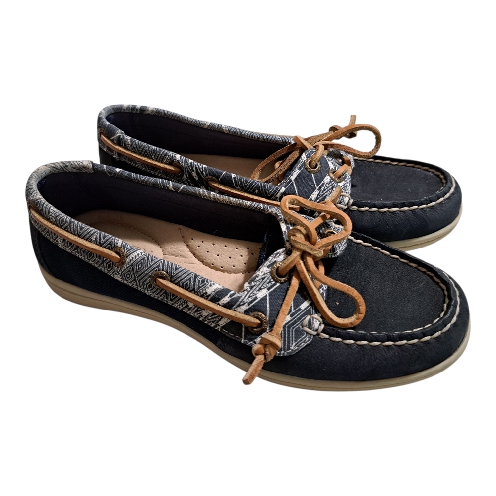 Women's Navy and Tan Sperry Topside  Boat Shoes 5M